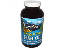 Carlson Labs, Elite Omega-3 Gems, Fish Oil, Lemon Flavored Chewable, 180 Soft Gels