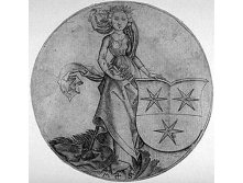 Coat of Arms with Three Stars held by a Lady