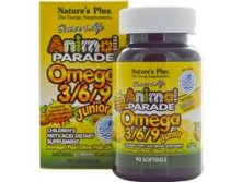 Nature's Plus, Source of Life, Animal Parade, Omega 3/6/9 Junior, Natural Lemon Flavor, 90 Softgels