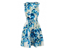 Blue Karen Millen Cotton Iris Print Dress DQ021_02.jpg