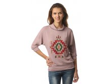 ДЖ3Щ - 1025 - Джемпер  жен. летучая мышь щербет с рис. Орнамент Мексика &#8470;9.jpg