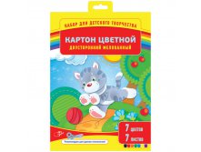 Картон цветной двусторонний А4 7л. 7цв., желт мелованный, в папке 32,20.jpg