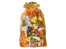 ПОДАРОЧНЫЙ МЕШОК ИЗ ОРГАНЗЫ КОНФЕТТИ оранжевый 29 р.