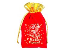 МЕШОК ИЗ ФЛОКА ДЕД МОРОЗ НА САНЯХ красный 79 р..jpg
