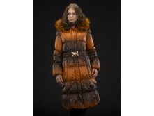 Пальто женское утеп. пух. FANTAZIYA (оранжевый-принт) чернобурка 1.jpeg
