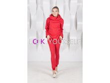 Костюм из двух вещей с объемным воротником (арт. 1101) красный.jpg