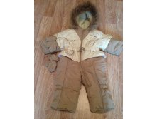 Меховой комбинезон с опушкой из енота, с варежками. 1200 руб.