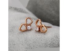 Серьги гвоздики два сердца покрытие позолота, арт.С0183, 95 руб..jpg