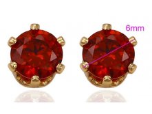 Серьги гвоздики с красным фианитом, покрытие позолота, арт.С0184, 80 руб..jpg