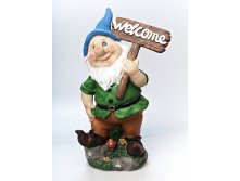 Фигурка декоративная "Веселый гном/Welcome" 17,5*11*29,5см. (белая упаковка) Gloria Garden, Серия: Волшебный лес, Материал: Полимерные материалы, Код: 2000409, Артикул: 2000409 808р