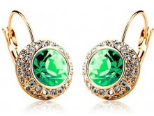 Серьги Swarovski Crystal зеленый камень, арт.СС0045, 389 руб..jpg