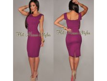 Plum Belted Pencil Knee Length Dress (D700) - 2700 +%