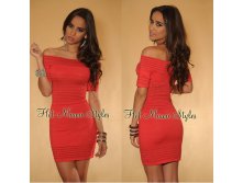 Coral Metallic Accent Off-The-Shoulder Bandage Dress ( B827) - 2000 + %