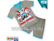 BK005FS, Костюм для мал. футболка+шорты ,состав 100 %хлопок,4-5-6-7-8, Патруль серый, 230,00р..jpg