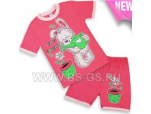 BK005FS, Костюм для девочек состав 100 %хлопок, 4-5-6-7-8, Love Flowers, корал, 230,00руб.jpg