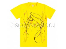 BK003, Футболки для девочек (100% хлопок), 8-9-10-11-12, желт, 150,00р..jpg