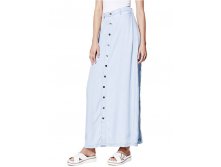 Mila Button-Front Maxi Skirt in Cleanse Wash