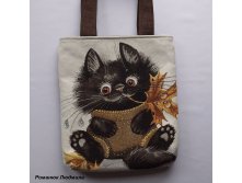 Сумка женская "Котенок с осенним листом"