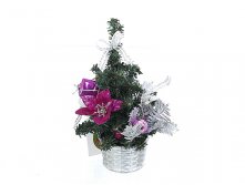 Ель новогодняя (с украшением) h=20см. (упаковочный пакет) Monte Christmas, Серия: Новогодняя коллекция-Розовая сирень, Материал: комбинированные материалы, Код: N6880168, Артикул: N6880168 158р