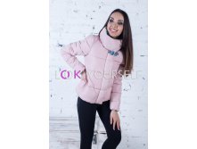 Короткая куртка с контрастной подкладкой и украшением на груди (арт. 8085) беж.jpg