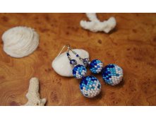Море солнце и песок.... Серьги-бусины из бисера. 350 руб.