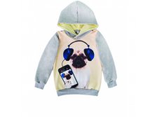Серия 3D Толстовка на девочку/мальчика(Мопс в наушниках), от 528.00 руб.