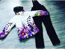 Теплый женский зимний мембранный комплект Kalborn цвет Purple Flowers. Размеры S (42), M (44), L (46), XL (48), XXL (50). Цена Опт 5050 р.