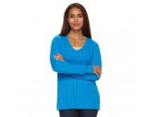 Women's Croft & Barrow(R) V-Neck Cable Knit Sweater   $12.99