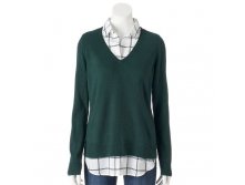 Women's Croft & Barrow(R) Mock-Layer V-Neck Sweater   $24.99