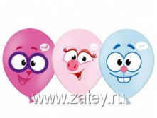 1111-0464 Набор шаров рис Смешар Улыбки 4цв36см3шт  72,00