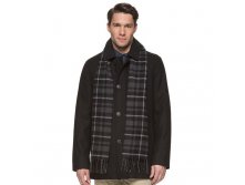 Men's Dockers Wool-Blend Car Coat with Plaid Scarf   $79.99