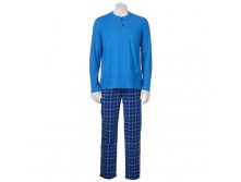 Men's Croft & Barrow(R) Solid Henley & Plaid Flannel Lounge Pants Set   $19.99