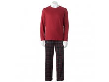 Men's 2-piece Solid Tee & Plaid Microfleece Lounge Pants   $9.99