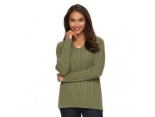 Women's Croft & Barrow(R) V-Neck Cable Knit Sweater   $12.99