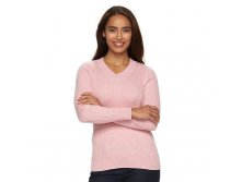 Women's Croft & Barrow(R) Essential Ribbed V-Neck Sweater   $12.99