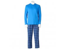 Men's Chaps 2-piece Henley & Plaid Microfleece Lounge Pants   $29.99