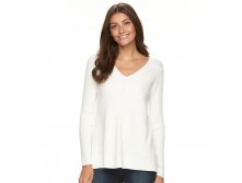 Women's Croft & Barrow(R) Ribbed V-Neck Swing Sweater   $29.99