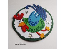 Новогодняя открытка "Пестрый петушок"