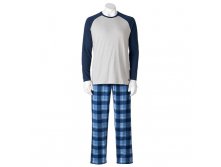 Men's Heat Holders Raglan Tee & Plaid Microfleece Lounge Pants   $29.99