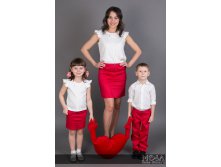 Комплект одежды Family Look для мамы дочки и сына Трио КРАСНЫЙ.jpg