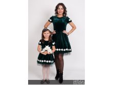 Комплект платьев Family Look для мамы и дочки Бэлла М-235 ИЗУМРУД.jpg