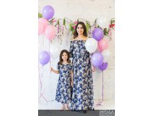 Комплект платьев Family Look для мамы и дочки Элегия М-244 СИНИЙ.jpg