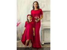 Комплект платьев Family Look для мамы и дочки Русалочка М-232 КРАСНЫЙ.jpg