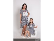 Комплект платьев Family Look для мамы и дочки Тельняшка М-258.jpg