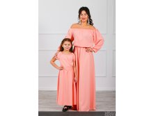Комплект платьев Family Look для мамы и дочки Элегия М-244 ПЕРСИК.jpg