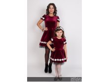 Комплект платьев Family Look для мамы и дочки Бэлла М-235 БОРДО.jpg