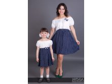 Комплект платьев Family Look для мамы и дочки Крестьянка-горошек М-219.jpg