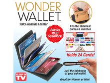 КОШЕЛЕК-ВИЗИТНИЦА WONDER WALLET ЧЕРНАЯ КОЖА 240РУБ