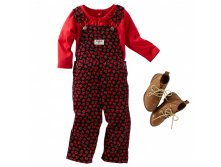  OshKosh "Floral Pattern Red-Black" 540. 2T 6m