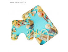Набор ковриков для ванной и туалета "Ракушки" 2 шт: 45х75, 45х40 см 459руб от 1 набора